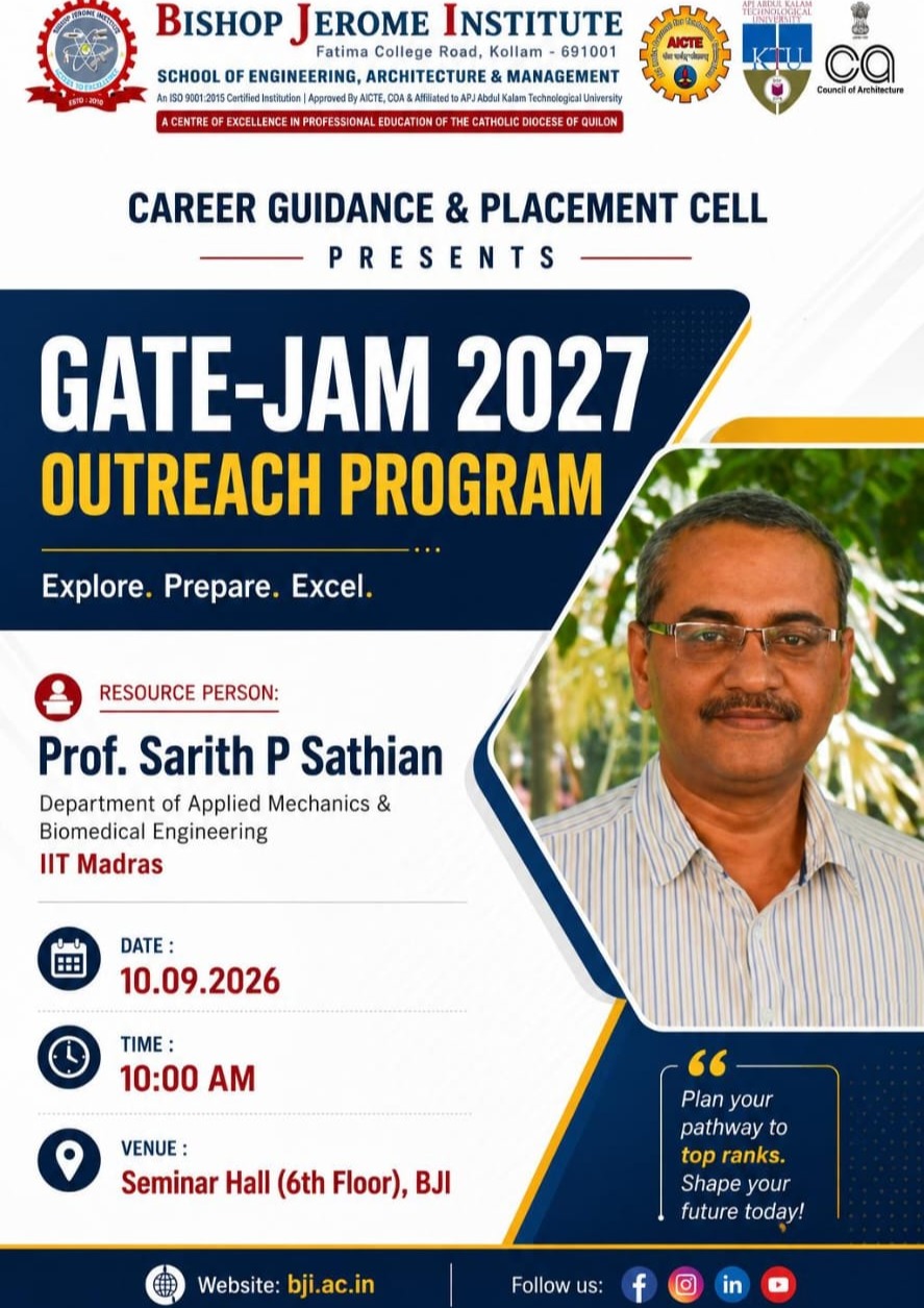 GATE-JAM 2027 Outreach Program by IIT Madras Speaker | Bishop Jerome Institute (BJI), Kollam
